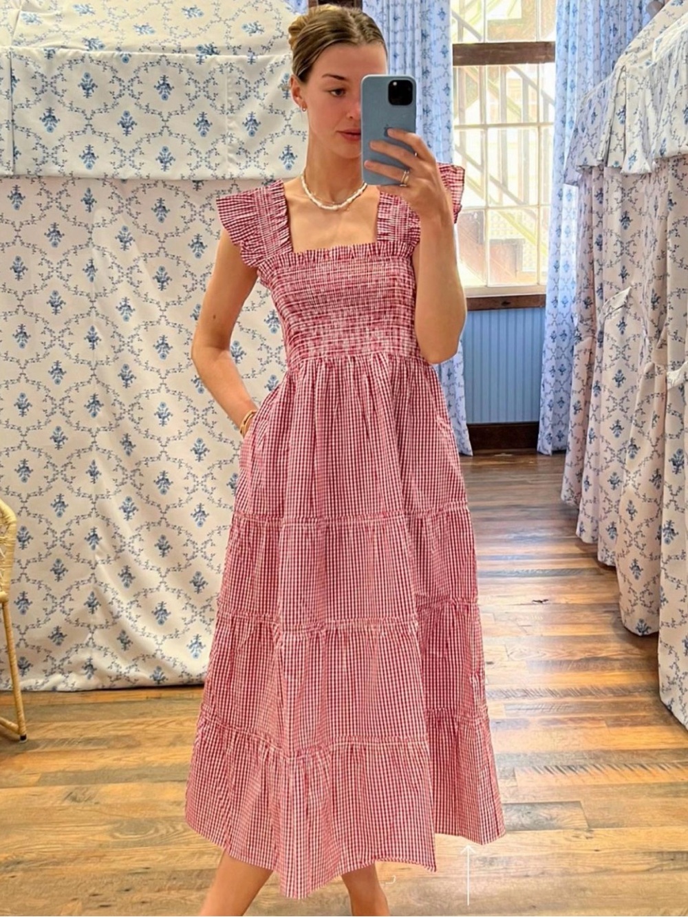New Hill House Nantucket Exclusive Red Gingham Ellie Nap Dress - size small